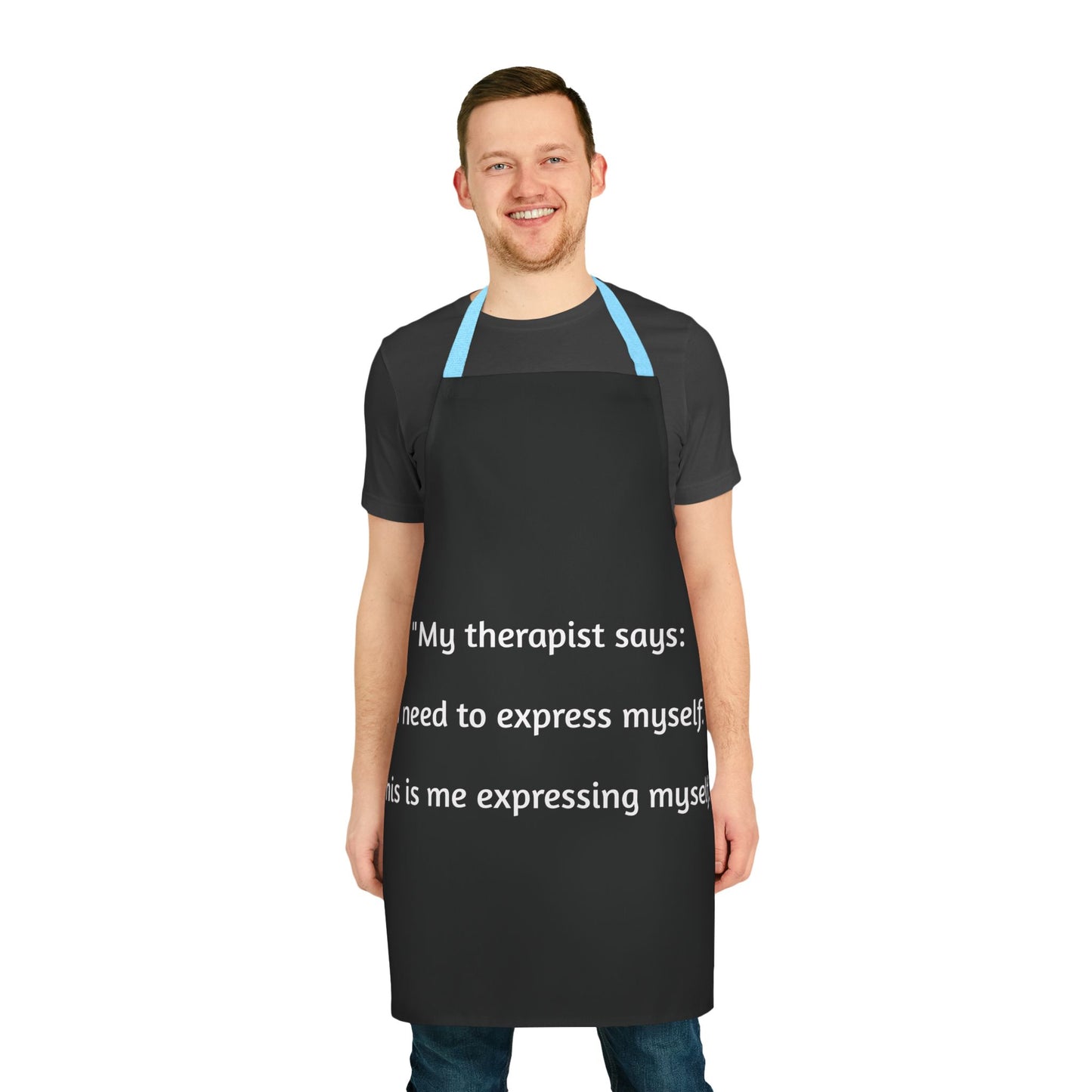 Therapy Apron -Black/ Blue Strings