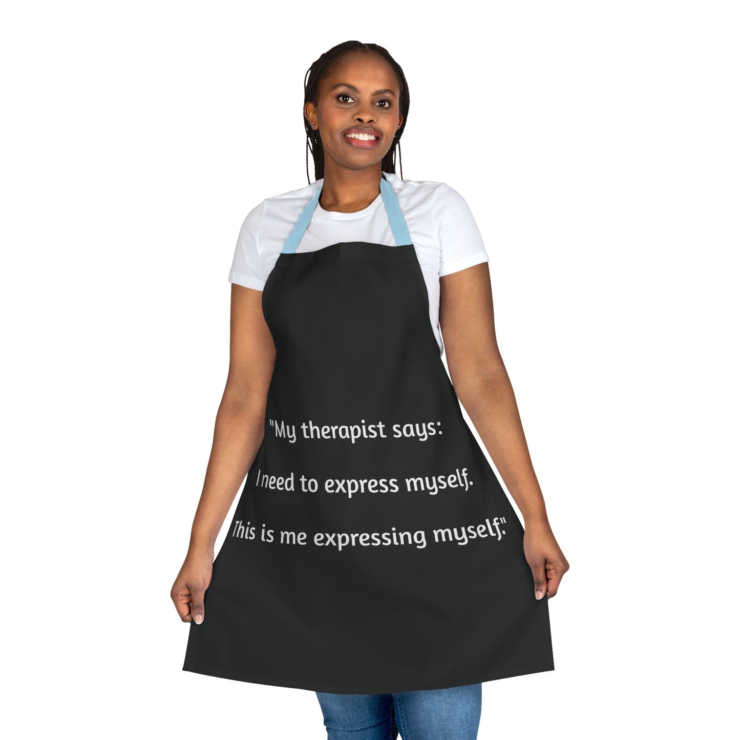 Therapy Apron -Black/ Blue Strings