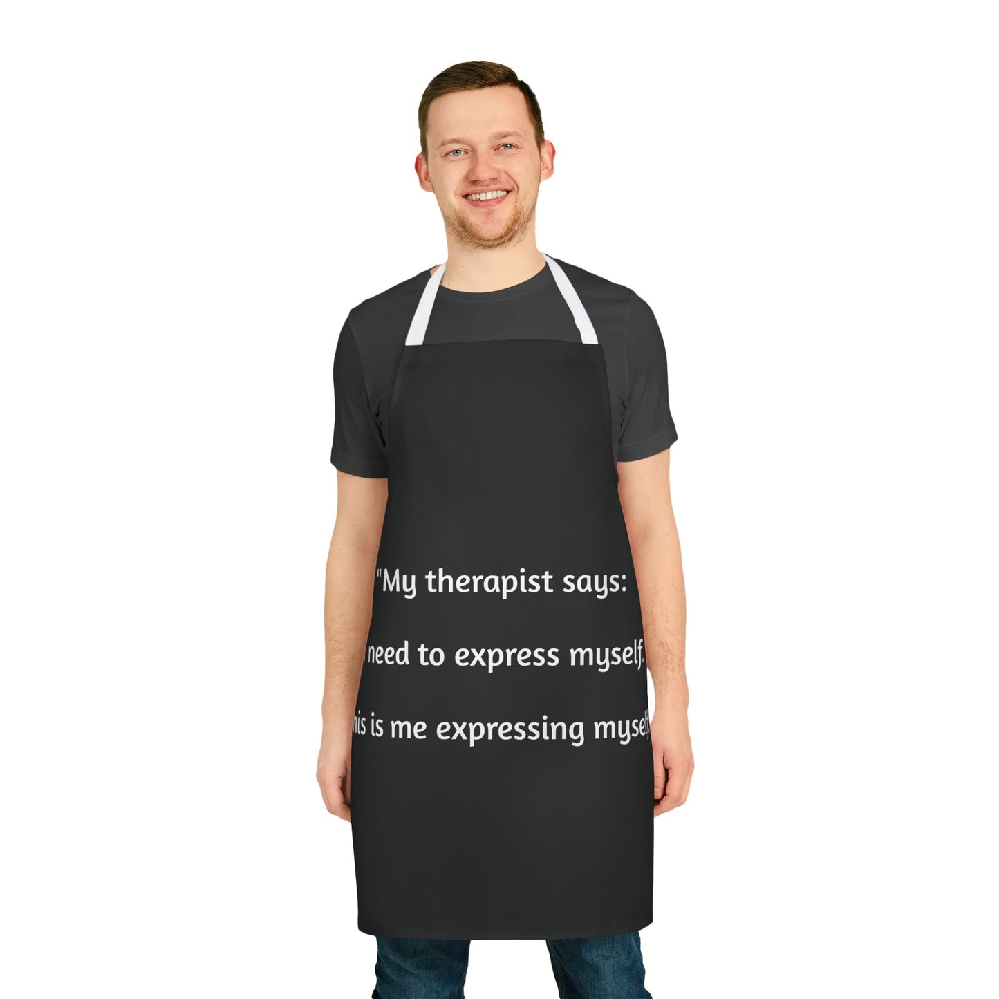 Therapy Apron -Black/ Blue Strings