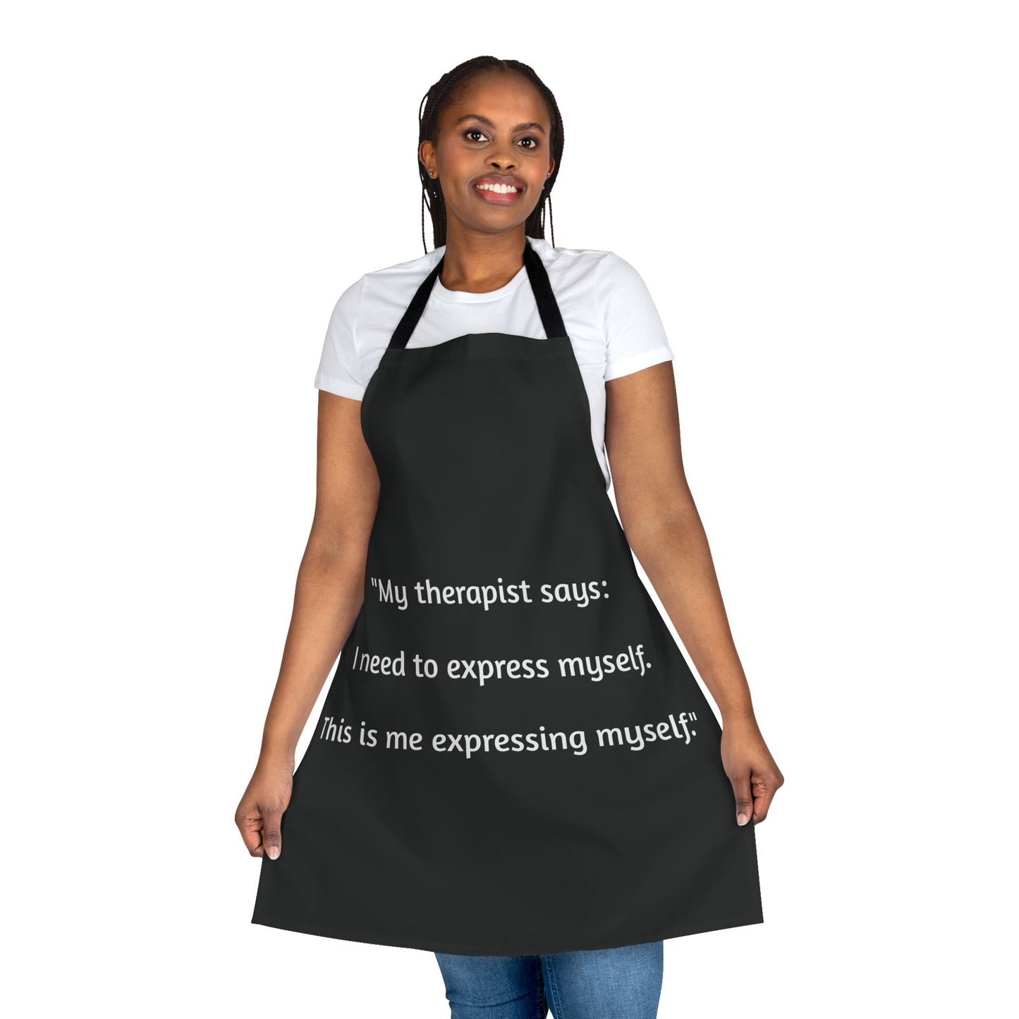 Therapy Apron -Black/ Blue Strings