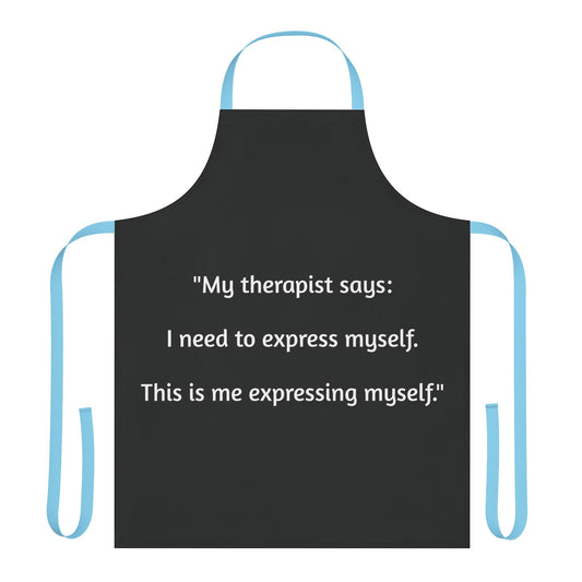 Therapy Apron -Black/ Blue Strings