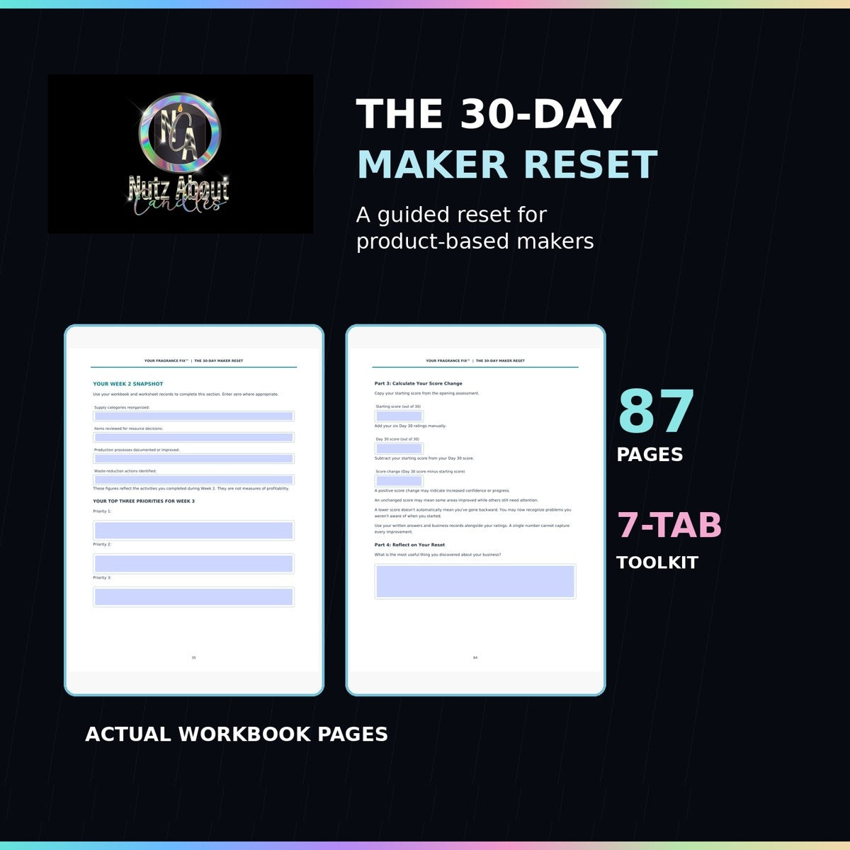 The 30-Day Maker Reset | Fillable Workbook + Excel Business Toolkit
